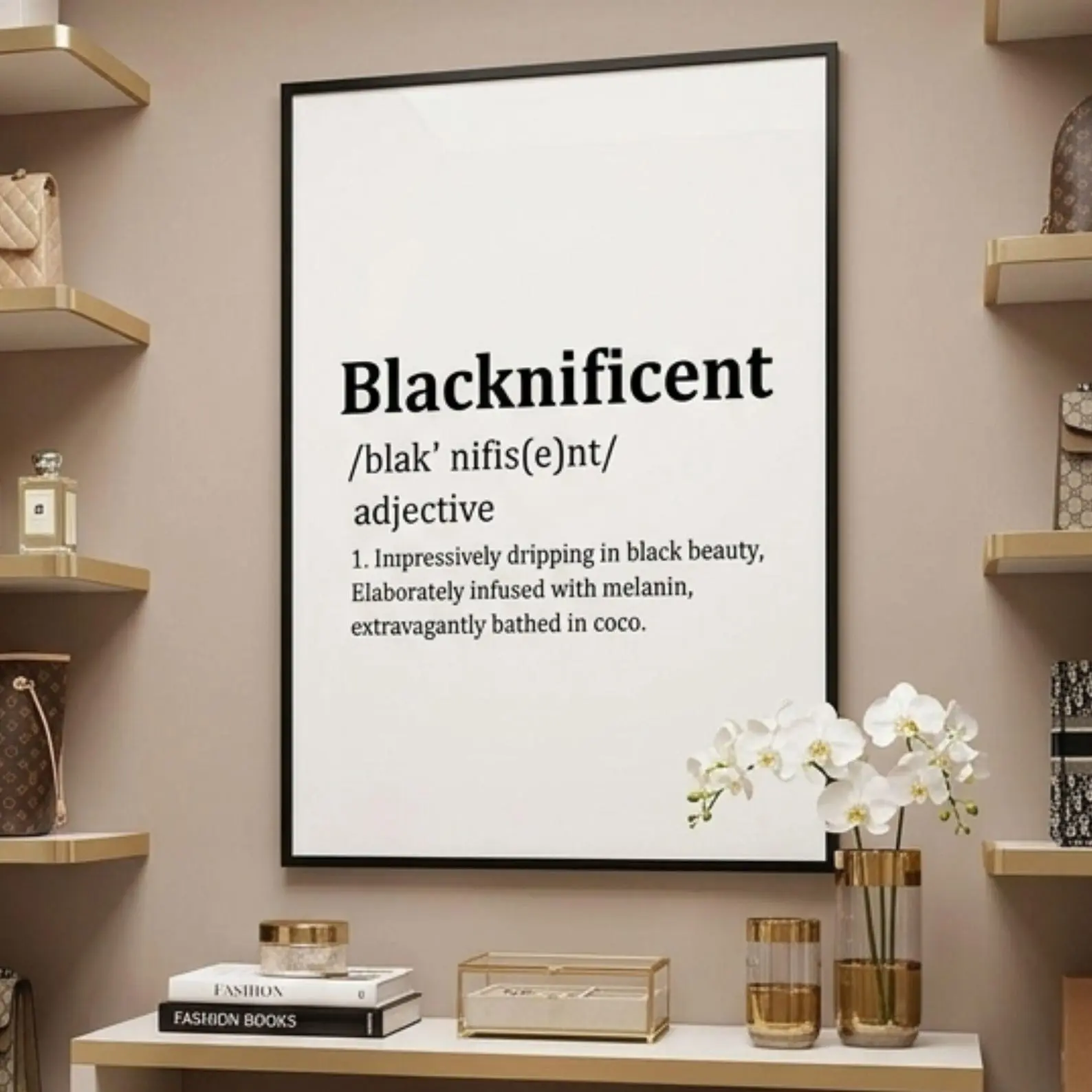 Blacknificent Definition Wall Art Printable, Black Girl Magic Decor, Melanin Queen Quote Print, Black Excellence Art