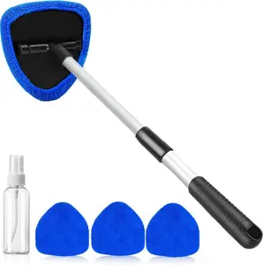 Windshield Interior Glass Cleaning Brush | Car Window Cleaner Tool with Microfiber Pads | Car Care Auto Accessory | Truck & Car Cleaning Stuff for Easy Interior Glass Care#Mother's Day