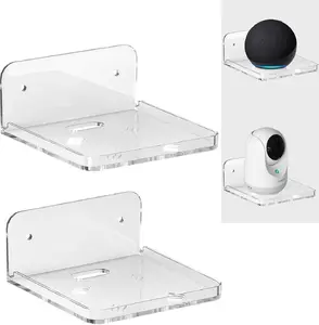 Wall Mount Floating Shelves for 2 Pcs Camera Mini Speaker Shelf Baby Monitor - Clear Mini Shelf Flexible Use for Wall Space in Bedroom Bathroom Kitchen Living Room