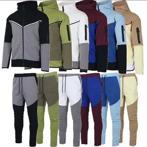 Men's Slim Fit Fleece-Lined Full Zip Hoodie & Jogger Set - 2-Piece Set - Clothing, Cotton