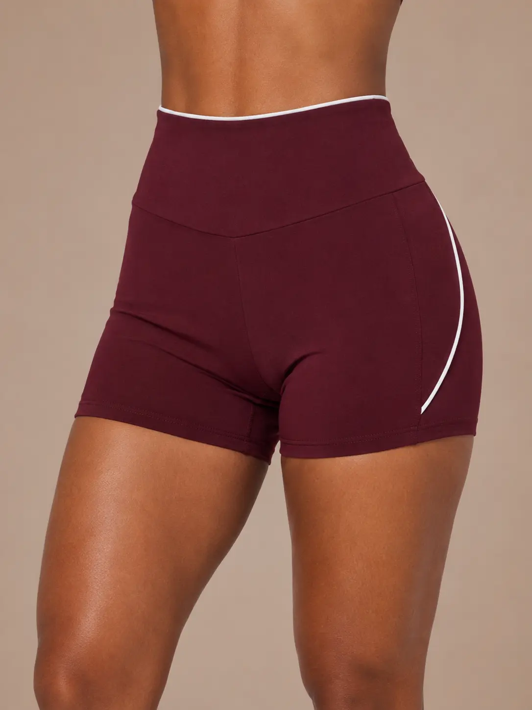 Women's High Waist Tummy Control Contrast Piping Biker Shorts Soft, High Stretch, Breathable Sculpting Shorts for Yoga, Workout