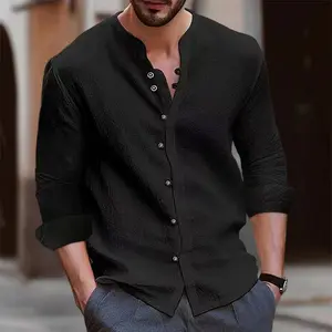 Men's Vintage Button-Up Shirt - Available in Multiple Colors. Made of Linen and Polyester - Lightweight, non-stretch shirt, perfect for spring and summer wear, can be paired with formal or casual attire.