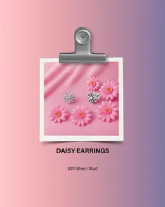 925 Sterling Silver Daisy Stud Earrings | Dainty Flower Earrings