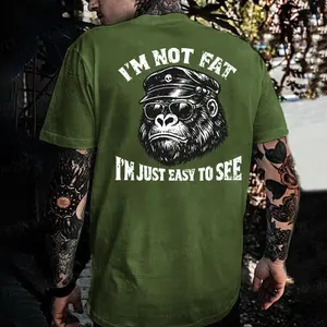 Monkeysober Pure Cotton Men's Suitable For All Seasons I'm Not Fat I'm Just Easy To See Funny Monkey Confident Fun Casual And Comfortable Pure Cotton Gift Men's T-shirt