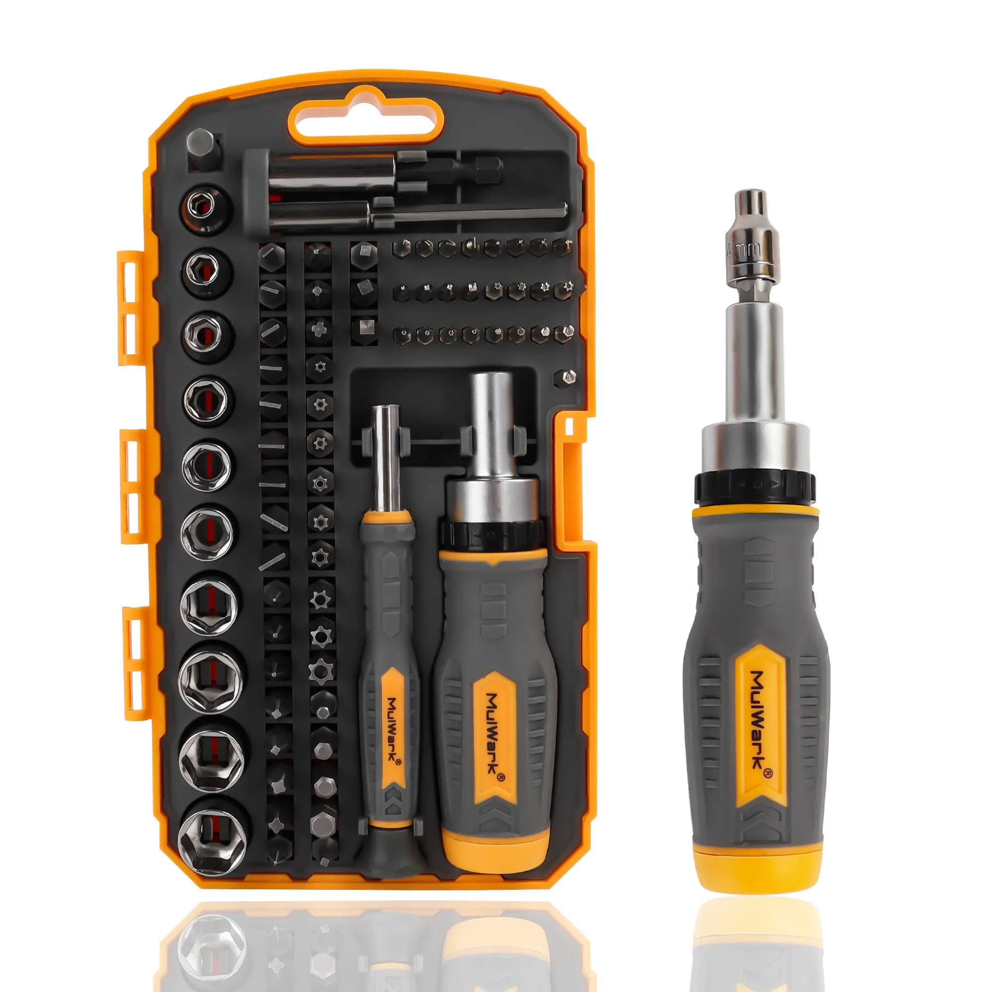 MULWARK Screwdriver Bits & Socket Set 77 Pieces, Ratchet Screwdriver Set with Case, Multipurpose Tool Kit for DIY & Professional Use Gift for Men, Bit Set, Complete Screwdriver Set for Home & Garage High Quality Hardware Industrial Heavy Duty Portable