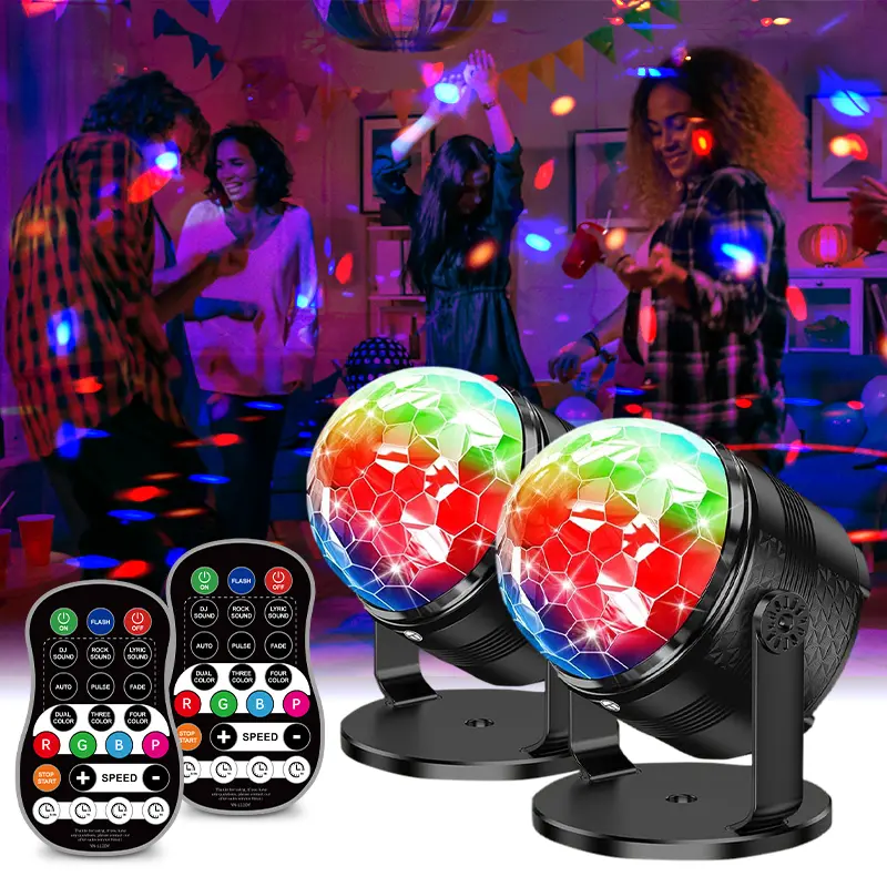 GOLDACE 4-in-1 Magic Ball Projection Light - 5W Plastic Disco Ball with 3 Control Modes (Remote, Voice Control), Multicolor Mix/Monochrome, Bright Disco Lighting for Children, Home Decoration, Indoor Use, Includes Manual