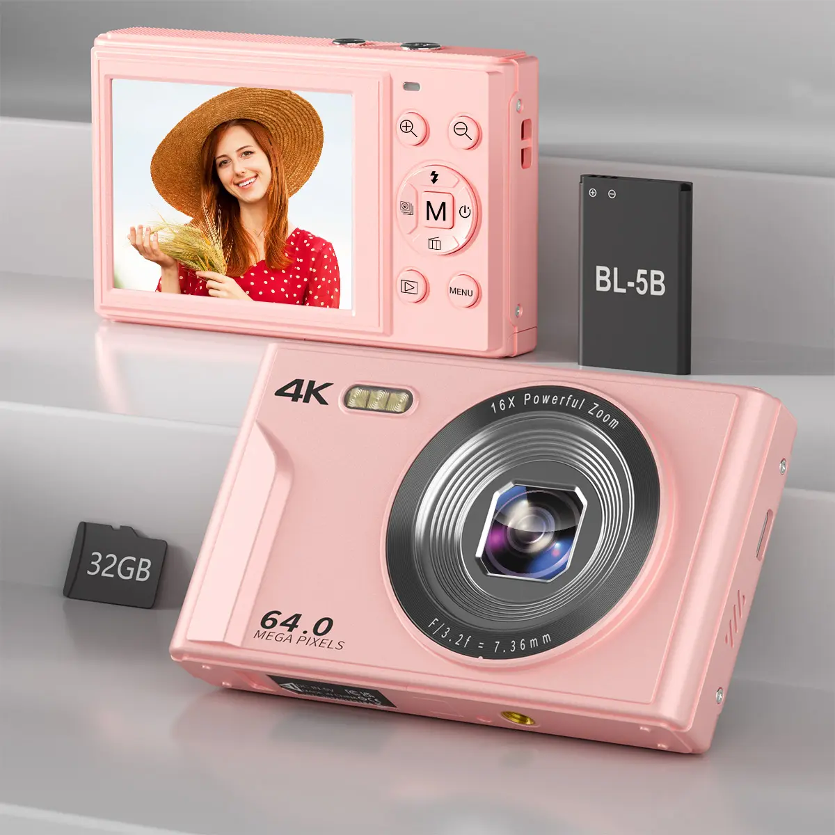 Digital Camera for Fall Gift, Portable 4K 64MP Digital Cameras, Compact Small Vintage Camera for Vlogging, Photography & Video, Point & Shoot Camera Electronics, Point Shoot Digital Camera, Vlogging Camera Electronics, Digital Camera tiktokshopspringglowu