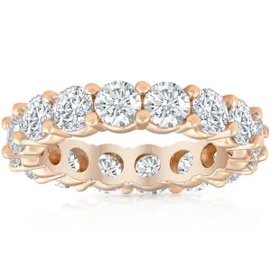 4Ct Diamond Eternity Wedding Ring Lab Grown Diamond 14k Rose Gold