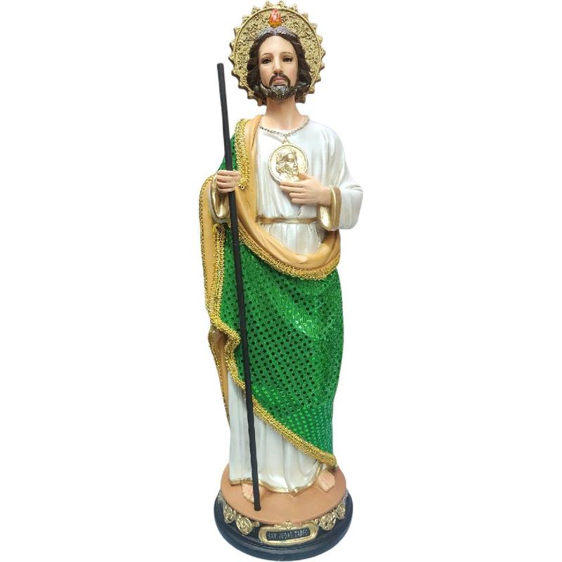 San Judas 24" Inches Tall Classic o Vestido Made In Mexico Statue Saint Jude Standing Figure in Box New and Unopened Religious decor  Patron Saint with Eyelashes Ornaments Tadeo