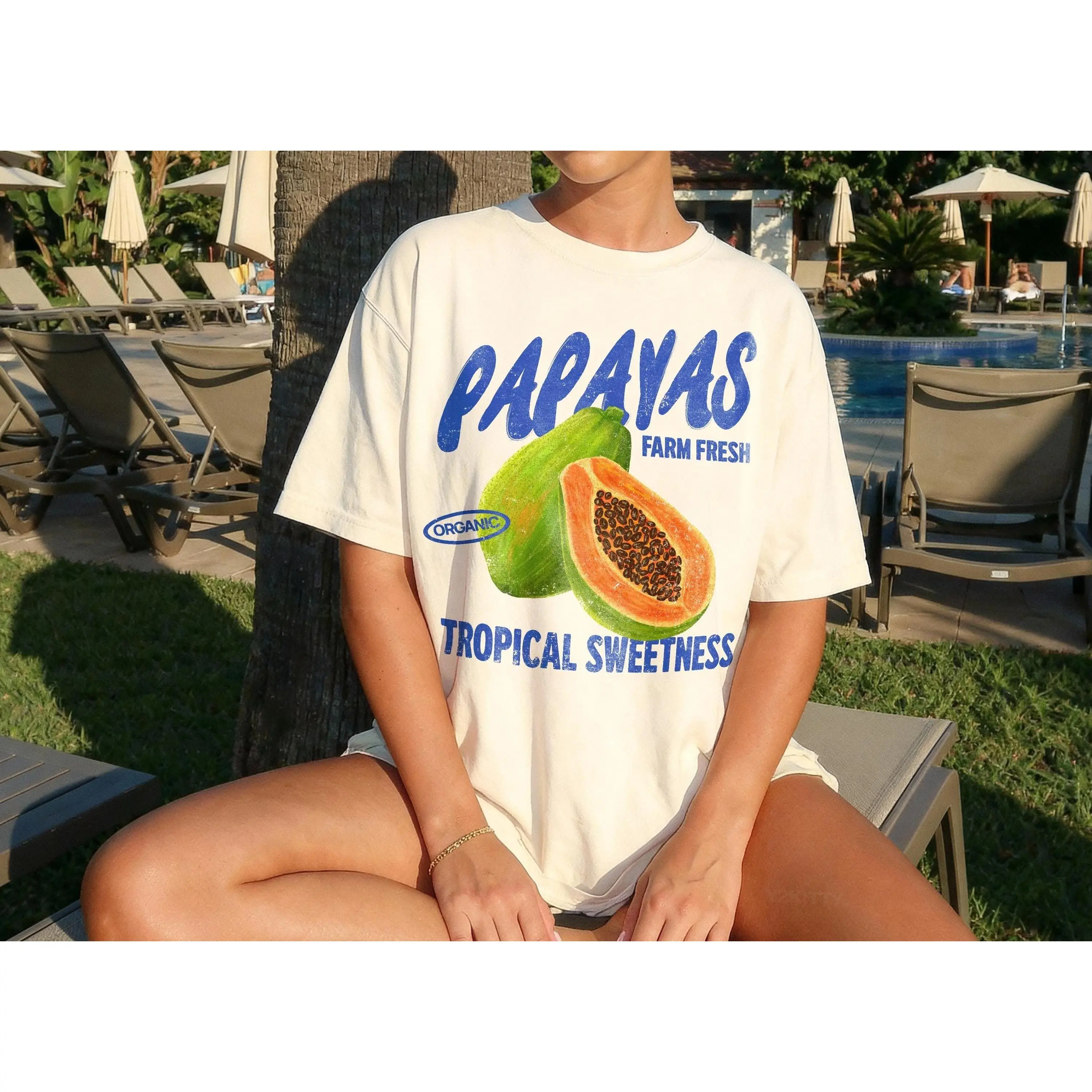 Papaya Shirt - Vintage Tropical Fruit Summer  Graphic Tee