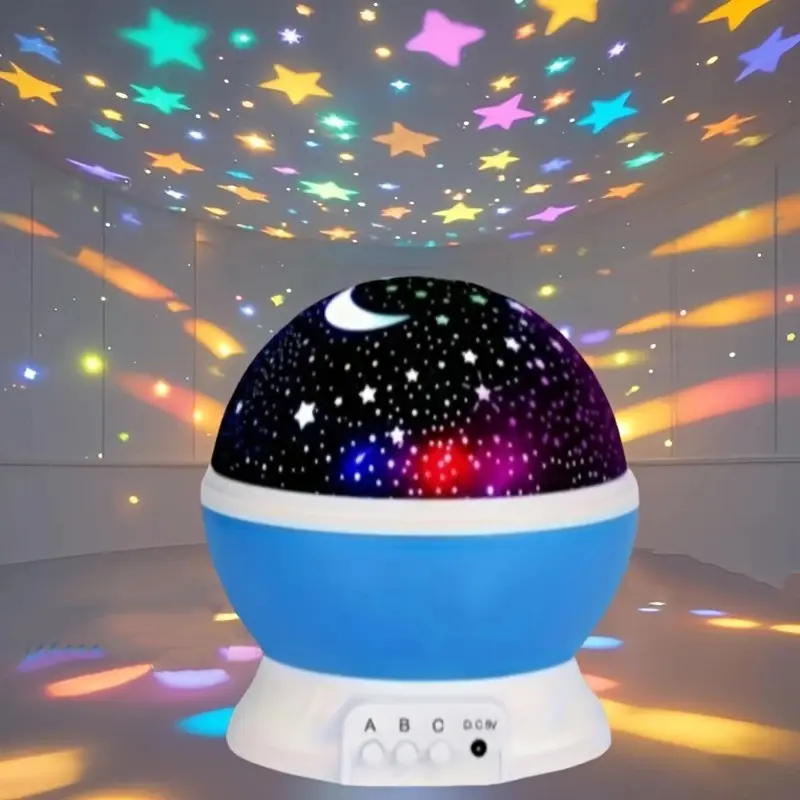 Starry Night Light Projector 360° Rotatable with 9 Color Modes USB Powered Dreamy Moon & Stars for Romantic Bedrooms Festivals Camping Parties