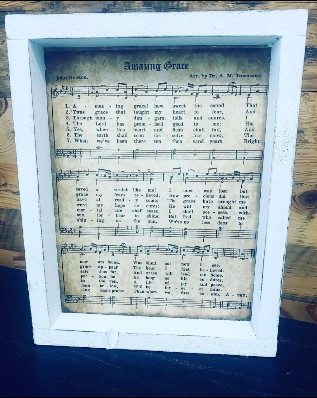 Amazing Grace Hymn / Framed Church Hymns / Music Sheet/ Church Hymns / Religious Gifts / Sympathy Gift / Encouragement Gifts Decor Wood Decoration