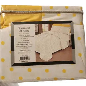 Yellow and White Queen Size Sheets for Beds