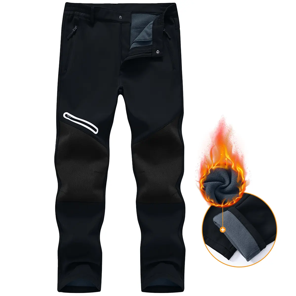 Men's Waterproof Pants Insulated Cold weather Hiking Winter Snow Ski Softshell Outdoor Pants Zipper Pockets Climbing Thermal Jogger Trousers Thermal Lined Jogger pants men