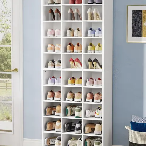 Tribesigns Freestanding Shoe Organizer with 30 Cubbies for Closet Cabinet Rack  , Shoe rack organizer Wood hanging closetorganizer Hangable Wooden