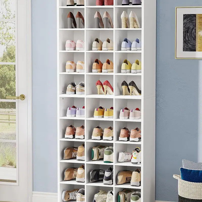 Tribesigns Freestanding Shoe Organizer with 30 Cubbies for Closet Cabinet Rack  , Shoe rack organizer Wood hanging closetorganizer Hangable Wooden