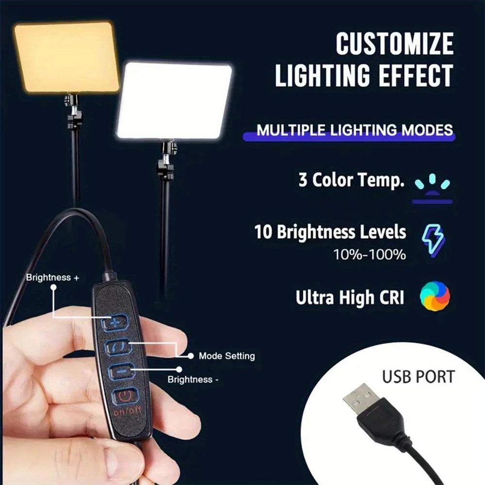 Square Selfie Fill Light Photography Set 10 Inch, Comes with 63 Inch Height Adjustable Tripod, 3 Color Temperatures and 10 Brightness Levels for Video Conference, Live Stream, Podcast #tiktokshopbacktoschool#sohochic