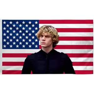 American Tapestry flag Evan Actor Peters Tapestry  Tapestry with Brass Grommets and Vivid Color for Outdoor Indoor Dorm Bedroom Living Room College Wall Decorations, red