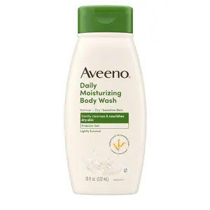 Aveeno Daily Moisturizing Body Wash for Normal to Dry Skin, Sensitive Formula with Prebiotic Oat, Gently Cleanses Dry Skin, Lightly Scented Body Wash for Women and Men, Value Size 33 fl. Oz