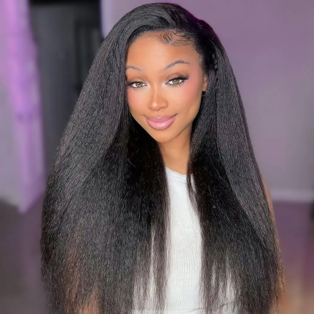 20 Inch Human Hair Half Wig Kinky Straight Spiral Curly Ends Glueless Beginner Kinky Straight Burmese Curly Human Half Wigs With Drawstring  main image 4