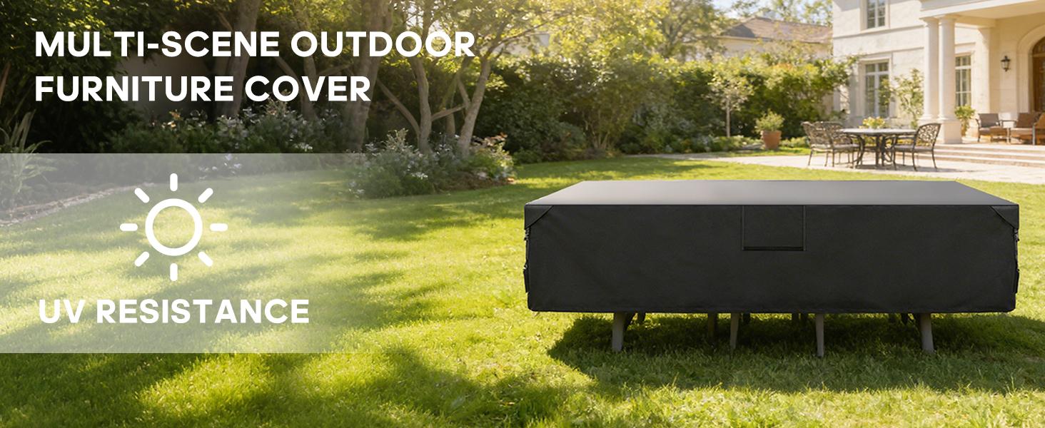 Waterproof Outdoor Furniture Cover，600D Heavy Duty Canvas For Patio Table And Chairs，Full Coverage Weather Protector With Air Vents And Straps