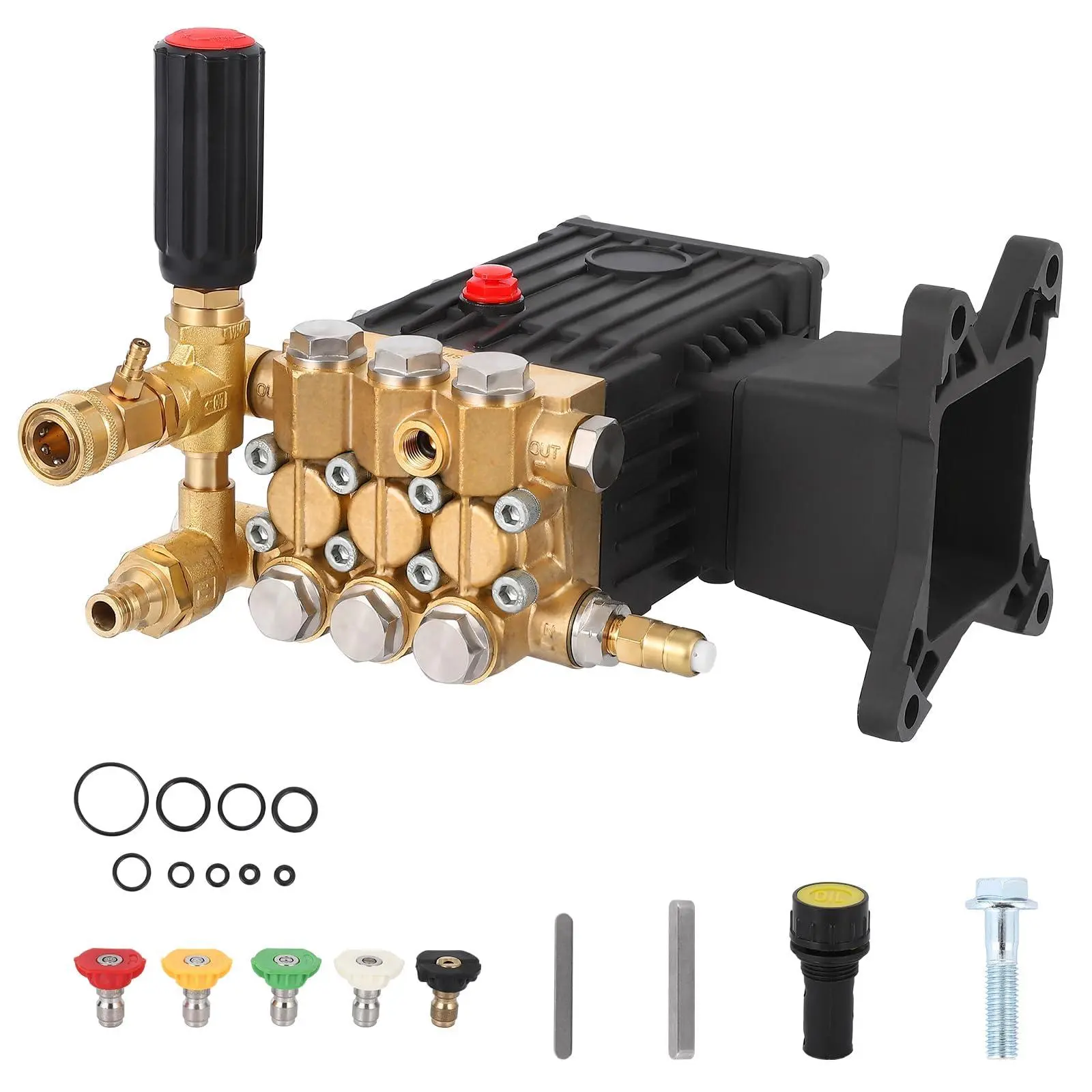 Garvee High Pressure Water Pump, 4400 Psi 4 Gpm, 1 Inch Shaft Horizontal Plunger, Power Washer Pump Replacement for Simpson, Ryobi, Subaru, Craftsman, and Other Major Brands