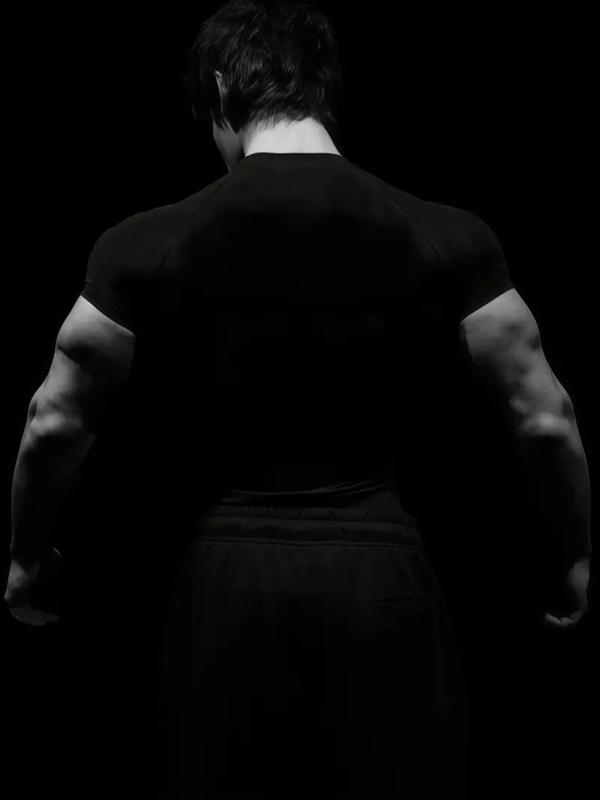 2pcs Men's Gothic Gym T-Shirts - Wing Print, Anti-Slip Seams for Intense Training, Stretch Fabric, Slim Fit, Black & White, Polyester Blend Workout Tops for Fitness, Bodybuilding & Streetwear