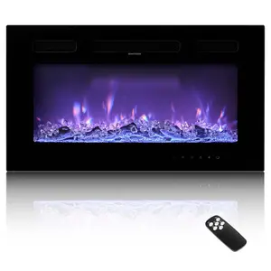 Summervibes VEVOR 42 inch Electric Fireplace, Wall Mounted Recessed Fire Place with Remote Control, Timer, 1500W, Adjustable Flame Color Brightness, Touch Screen, Overheat Protection, for Living Room, Bedroom