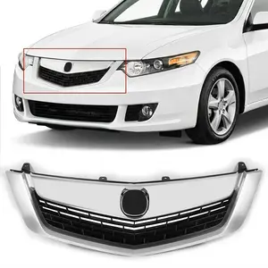 Fit For 2009 2010 Acura TSX Front Upper Grille Grill Mesh Cover Chrome Molding