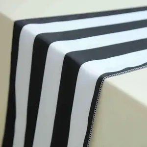 Satin Table Runner 12"x108" Black/White - Stripe Classic & Upscale Table Decor