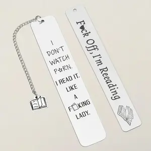 Book Lover Design Bookmark & Stainless Steel Pendant Bookmark Set, 2pcs Silver Metal Bookmarks, Student Reading Aids, Gifts for Book Lovers and Teachers