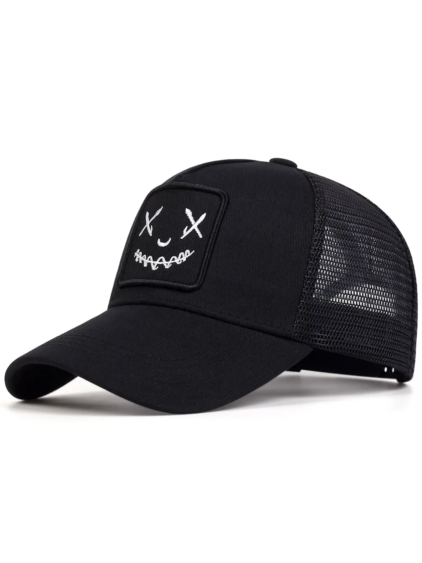 Unisex Xx Smile Face Baseball Cap, Adjustable Sun Protection Hat for Outdoor Travel Beach Vacation, Casual Woven Fitted Design, Snapback Graphic Trucker Hat, Graphic Hats