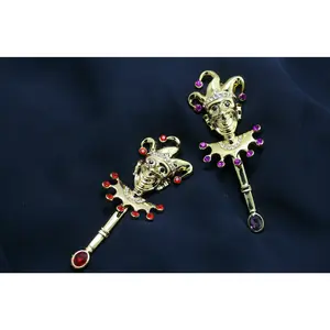 Rhinestone Clown Brooch Pin, Crystal Clown Face Pin Smiling Elegant Clown Lapel Pin