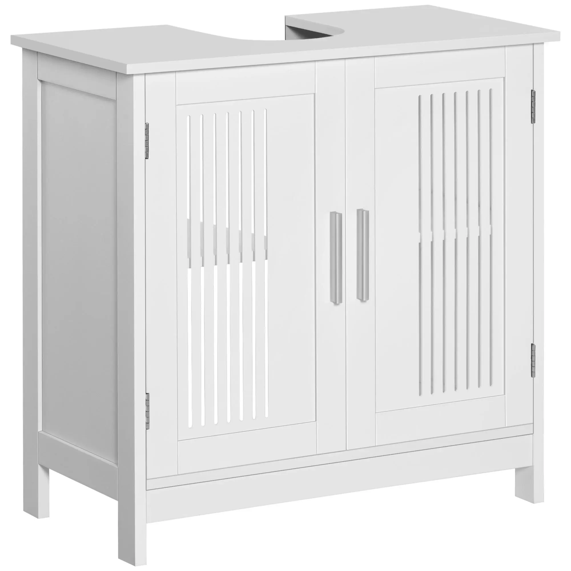kleankin Modern Under Sink Cabinet with 2 Doors, Pedestal Under Sink Bathroom Cupboard, Bathroom Vanity Cabinet with Adjustable Shelves, Gray and White