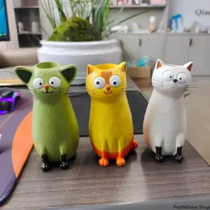 Quirky Cat Vase, Handmade Ceramic Cat-Shaped Flower Vase, Creative Cute Desktop & Living Room Decoration Gift