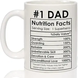 Dad Mug - Christmas Gifts for Dad Coffee Mug from Daughter Son - Best Daddy Gifts, #1 Daddy Nutrition Facts Cup - Happy Father Christmas Birthday Gift from Son Daughter
