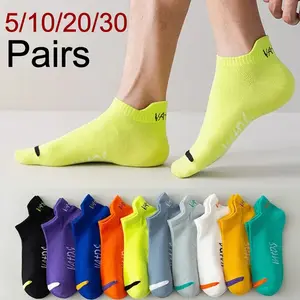 5/10/20/30 pares de calcetines tobilleros para hombre, calcetines invisibles transpirables con letras a la moda, estilo deportivo, a prueba de olores, absorbentes del sudor