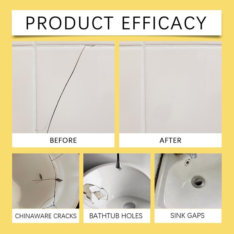 Super Strong Tile Crack Repair Glue - Fills Cracks in Ceramic, Porcelain, Marble, Glazed Surfaces