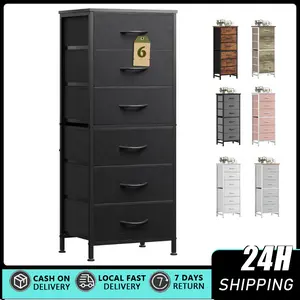 Black Tall Dresser for Bedroom, 6 Drawer Dressers & Chests of Drawers, Fabric Dresser for Closet, Living Room, Night Stand with Metal Frame, Storage Tower with Fabric Bins, Wood Top metal frame with cross-bracing rods, anti-toppling design