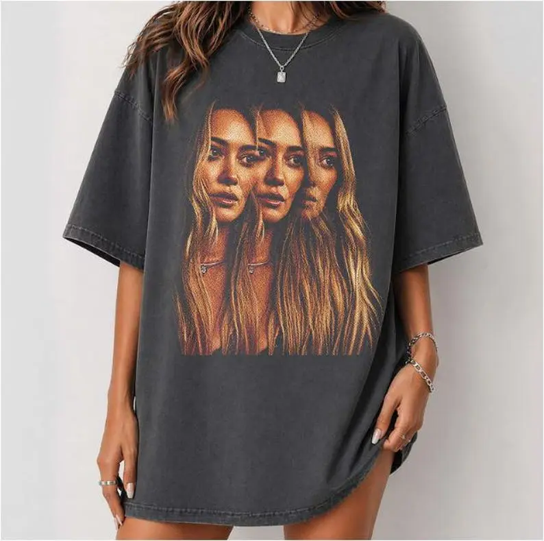 Hilary Duff The Lucky Me Tour 2026 T-Shirt unisex tee Graphic Celebrity Fan album tee Hilary Duff face tee