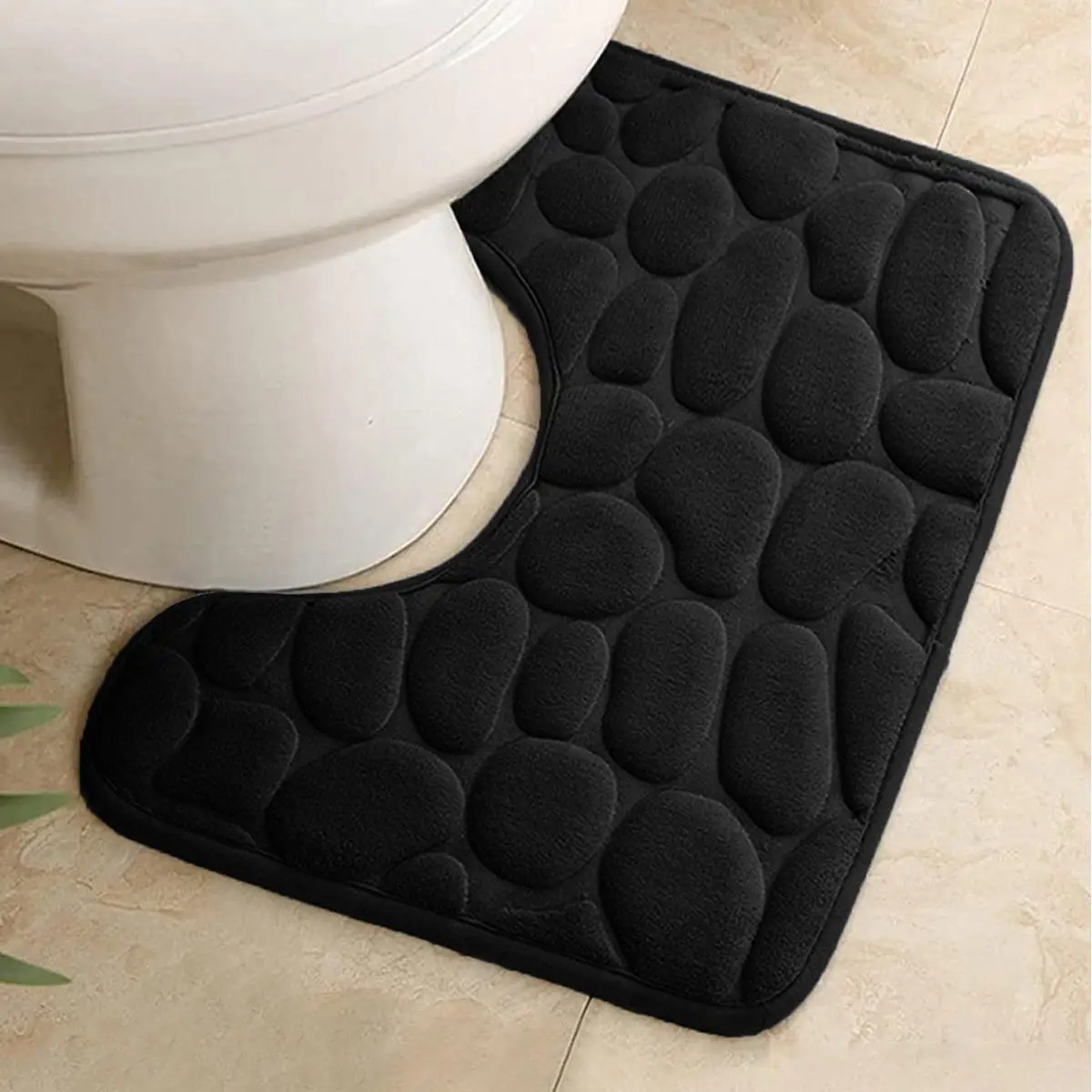 Solid Non-slip Bath Mat, 1 Count Pebble Pattern Decorative Rug Pad, Foot Mat for Bathroom