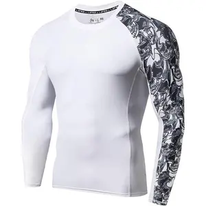 Men's Long Sleeve UPF 50+ Baselayer Skins Performance Fit Compression Rash Guard