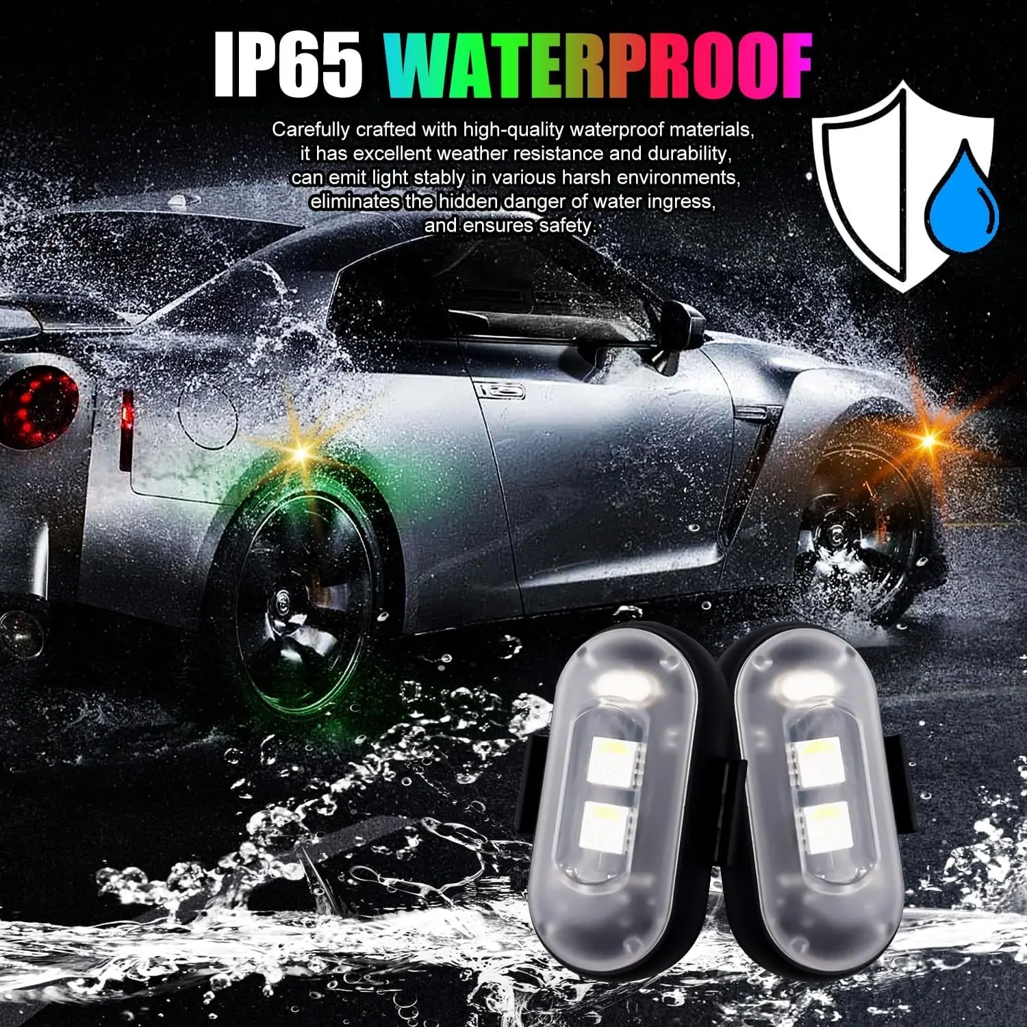 Wireless Remote Control Plane Lights, USB Rechargeable, 8 Colors 10 Modes RGB, Flash Warning Light for Car, Motorcycle, Drone, Bike, Led Lights Car, Auto Decorative Light, Auto Light Up