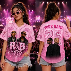 Printed CB&U Inspired Concert Shirt, Custom R&B Tour 2026 Baseball Jersey, Personalized Name Number Jersey, RnB Music Fan Gift