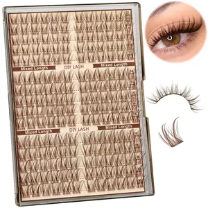Natural Eyelash Clusters, Invisible Band Lash Extensions, 12-16mm D Curl, Transparent Band, Single Cluster, DIY Thick Lashes, 180pcs Makeup, Cosmetic False Lashes