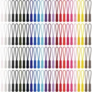 100 count 25 Colors Nylon Zipper Pull Replacement Nylon Cord Zipper Tag  Cord Fixer Zippers for Clothes Luggage Backpacks Jackets Handbag