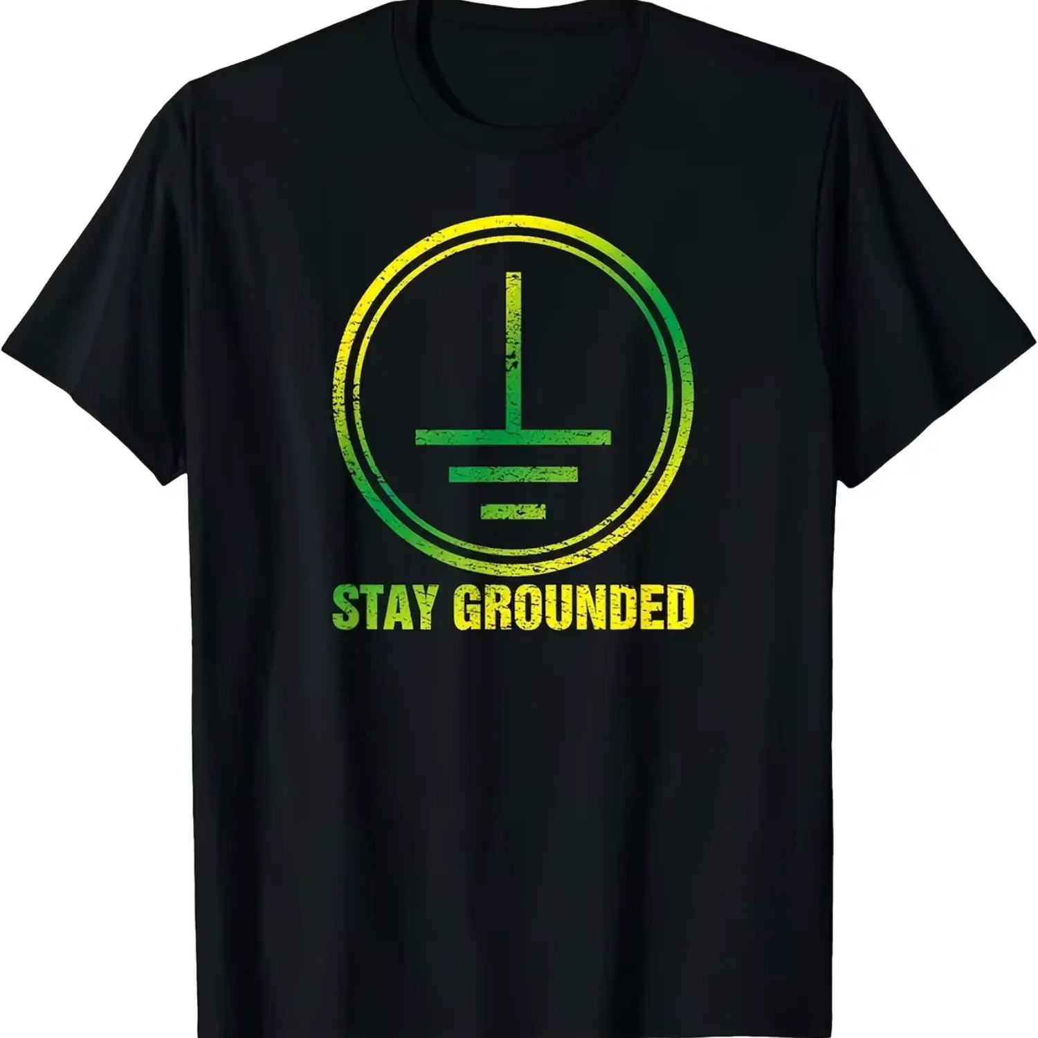 Grounding Technician Graphic T-Shirt - Neon Green Circuit Design - Durable Workwear for Electricians & Engineers - Black Machine Washable Tee - Adult Sizes
