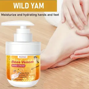 Rozino Bees Venom & Manuka Honey Hand & Foot Cream - 100g Intensive Moisturizing Formula with Sunflower Oil & Chamomile| Deep Hydration| Cracked Skin Repair| Non-Greasy Fast Absorption