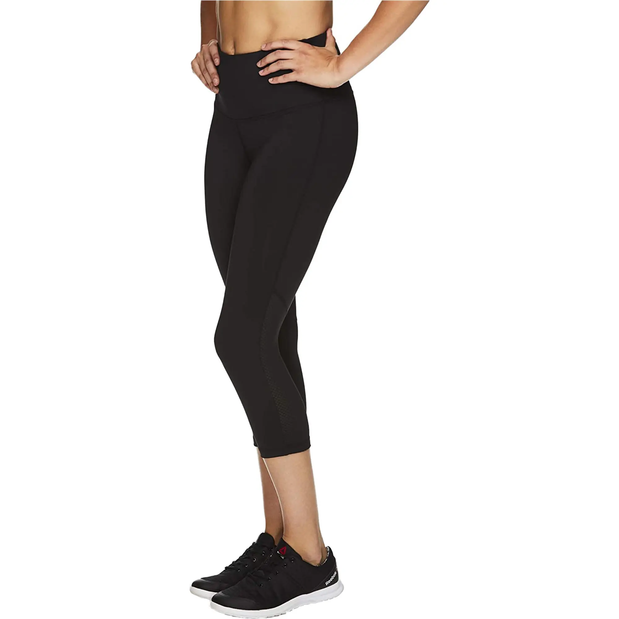 Reebok Womens Capri Seamed Compression Athletic Pants