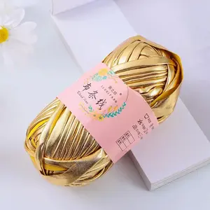 Magic Color Shiny Faux Leather Crochet Variegated Yarn - DIY Knitting Sewing Multi-Functional T-Shirt Yarn, Handmade Crafts
